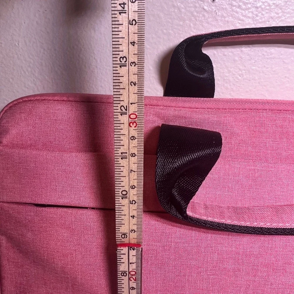 16in Laptop Messenger Bag Pink Padded Fleece Lined Shoulder Strap